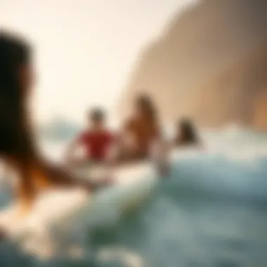 Group surfing lesson in Malibu