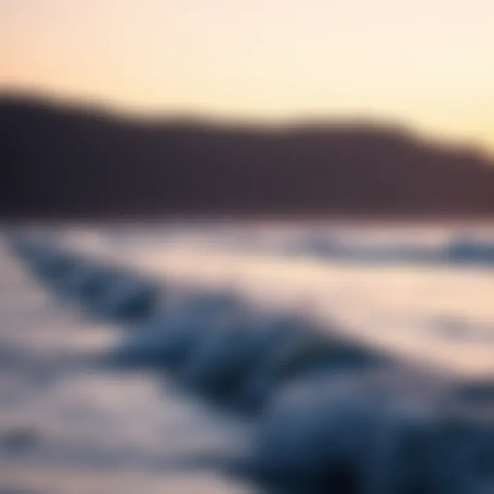 Sunset surf scene in Malibu
