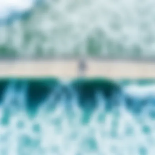 Aerial view of a state-of-the-art surf pool showcasing perfect waves