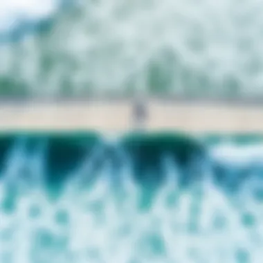 Aerial View of Surf Pool Waves Aerial view of a state-of-the-art surf pool showcasing perfect waves