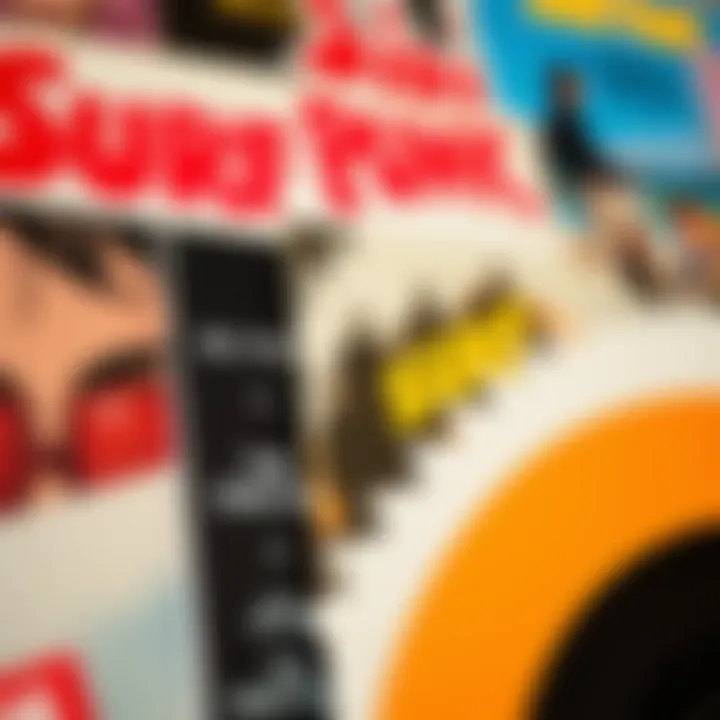 Iconic Surf Punk Album Art Close-up of classic surf punk album covers featuring iconic bands.