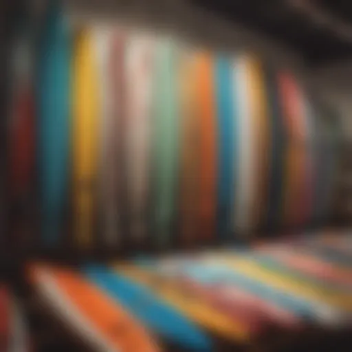Colorful surfboards displayed at a Miami surf shop