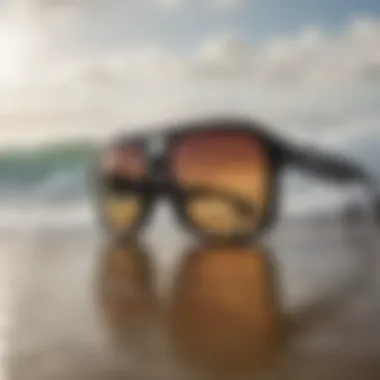 Premium Surf Sunglasses: Lens Clarity and Design A close-up of premium surf sunglasses showcasing lens clarity and design