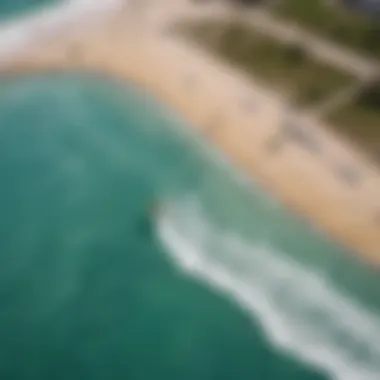 Aerial View of Surf Wave Pool A stunning aerial view of a surf wave pool in Florida, showcasing the perfect waves