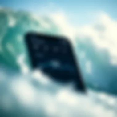 Detailed surf weather app interface showcasing tide and swell forecasts