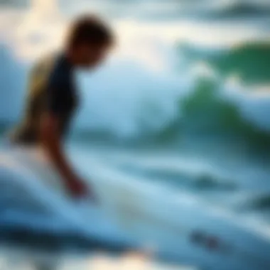 A surfer engaging in a workout using a surf-specific app