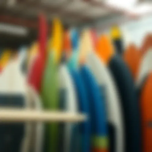 Vibrant Surfboard Collection Colorful surfboards displayed at the Kapolei outlet
