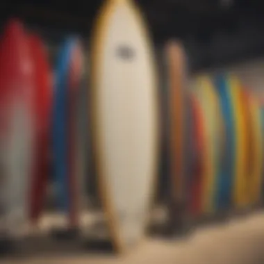 Showcasing the Latest Surfboard Designs Vibrant surfboards on display representing innovation and design
