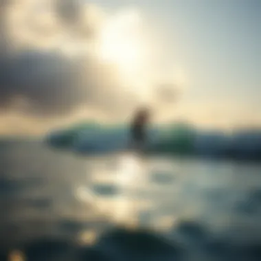 Faith in Motion: Journey Beyond the Shore A surfer paddling out into the ocean, representing the journey of faith and exploration.