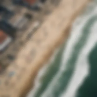 An aerial view of the Venice Beach surf scene