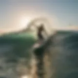 A surfer catching a wave at Venice Beach