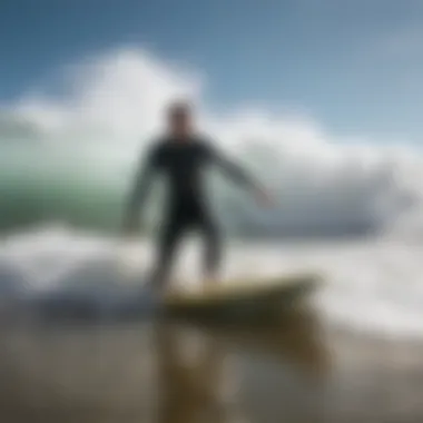 An expert surfer riding a wave at Surfside Beach