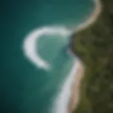 Aerial view of a pristine surf spot in the Amazon