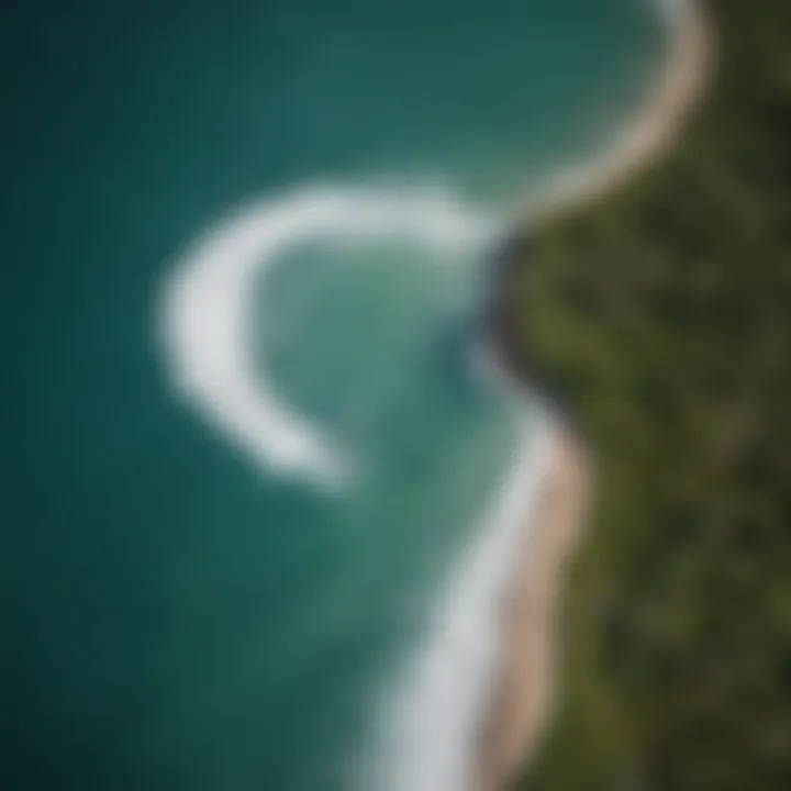 Aerial view of a pristine surf spot in the Amazon