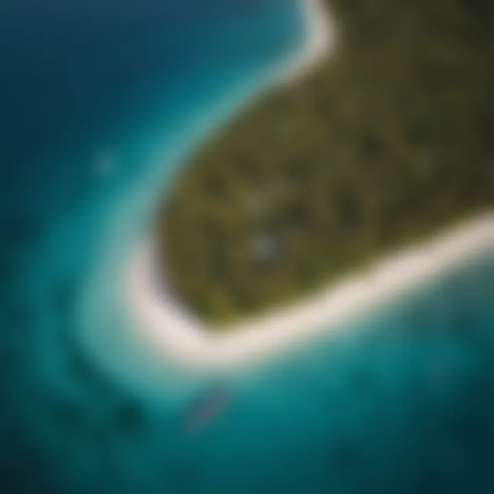 Aerial view of Tavarua Island showcasing its stunning beaches and surf breaks