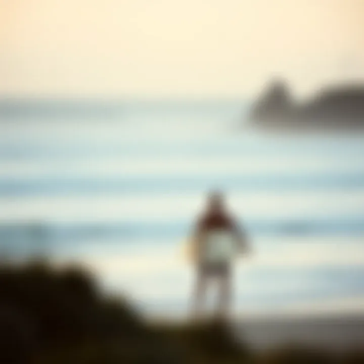 A tranquil beach setting, perfect for novice surfers learning the sport