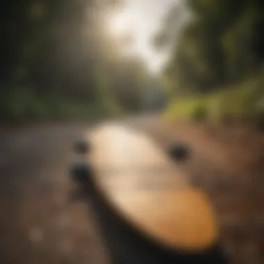 Longboarding in Nature's Embrace A vibrant longboard deck placed on a scenic outdoor background
