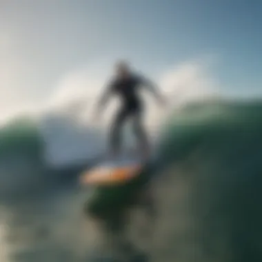 High-performance Electric Surfboard High-performance electric surfboard gliding over waves