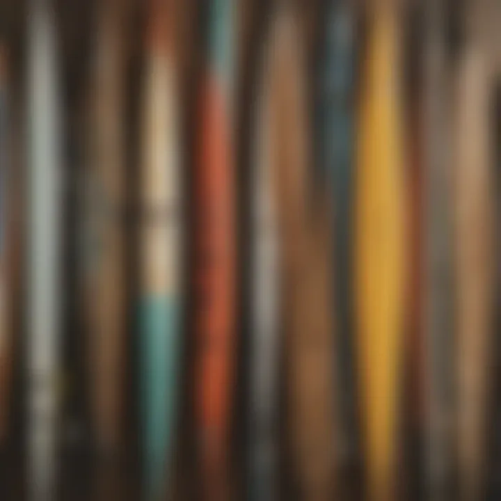 Different types of surfboard leashes displayed on a wooden surface