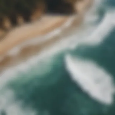 Aerial view of a pristine coastline known for surfing