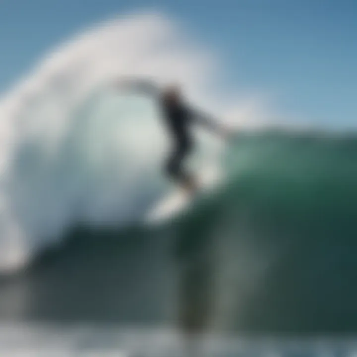 A surfer showcasing advanced techniques on a big wave