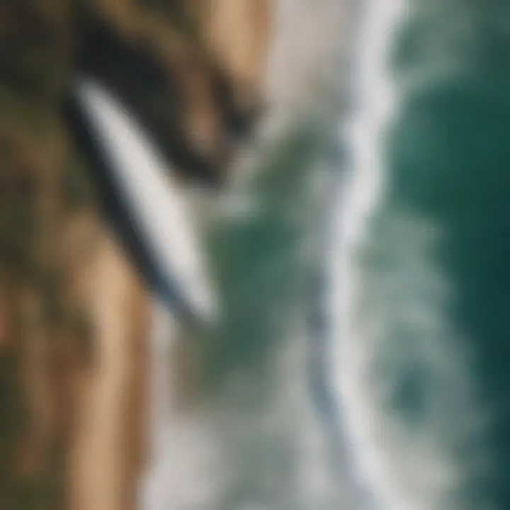 An aerial view of popular surf spots along the San Diego coastline