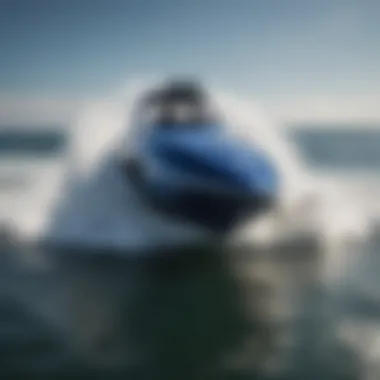 Sleek design of the cobalt surf boat cutting through waves