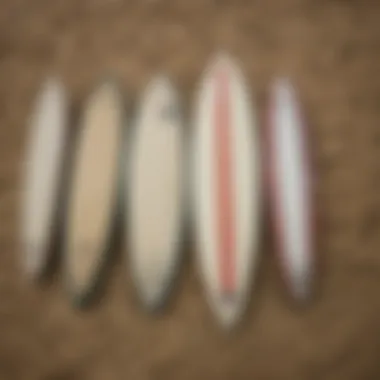 Vintage surfboards displayed on the sands of San Francisco