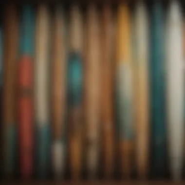 Diverse Surfboard Collection A vibrant surfboard collection showcasing the diversity of styles and colors.
