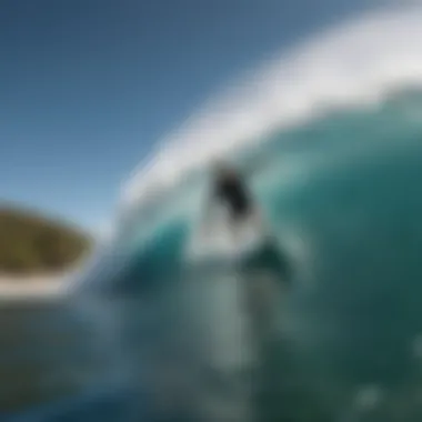 Surfer riding a wave demonstrating fin impact on maneuverability