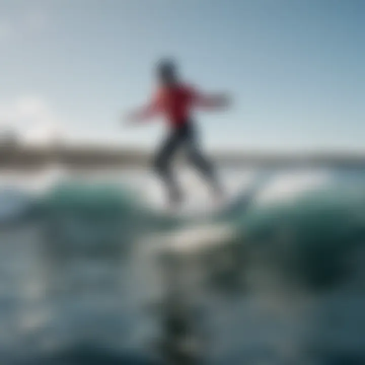 An open ocean scene showcasing drone surfing