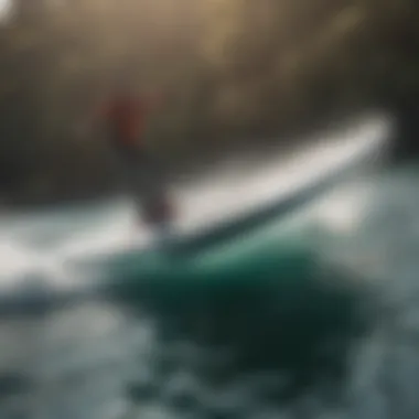 Hydrofoil Board in Action Motorized hydrofoil board gliding above water