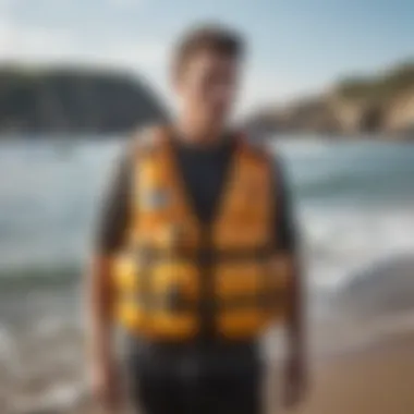Construction Breakdown of Inflatable Life Vests Diagram illustrating the construction of a blow up life vest