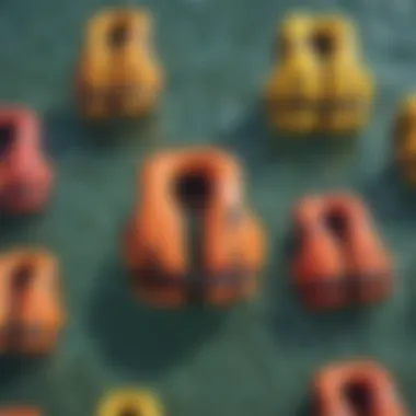 Variety of Contemporary Inflatable Life Vests A collection of modern blow up life vests showcasing various designs