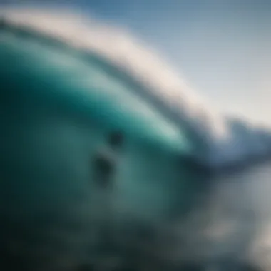 Surfer riding a massive wave