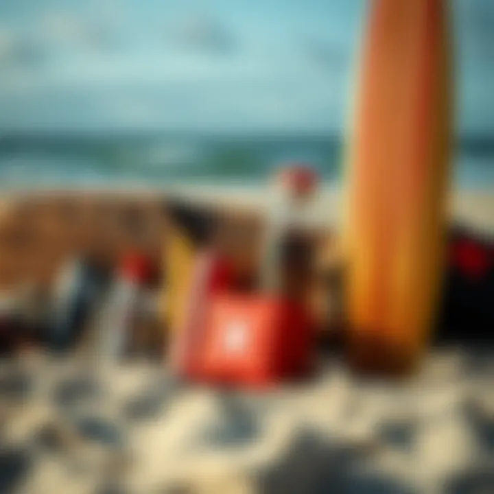 Hurley Surf products displayed on a beach