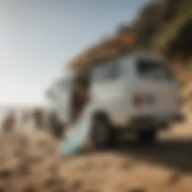 Community and Surf Culture Group of surfers loading boards into a surf van