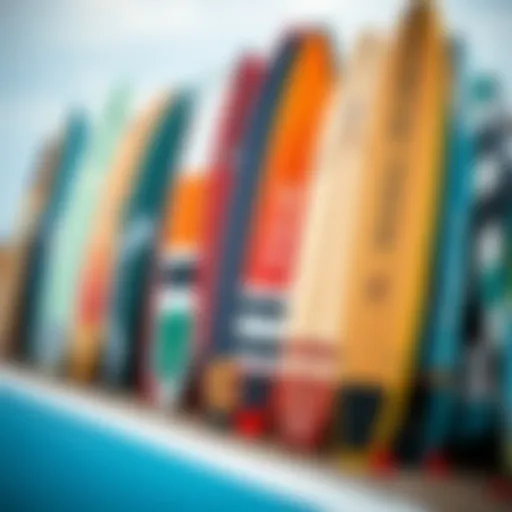 Diverse Designs of Wind Surf Boards A collection of diverse wind surf boards showcasing various designs and colors