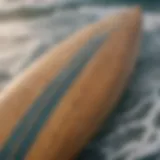 A close-up view of a modern surfboard showcasing innovative design features