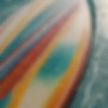 An illustration showing the layers of a resin surfboard.