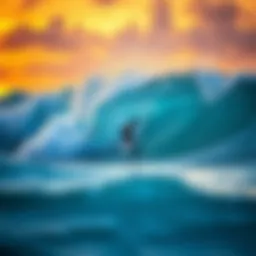 Waves crashing on a vibrant Caribbean beach at sunset
