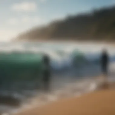 Community Waves: Surfing for Ocean Conservation A group of surfers participating in a beach clean-up event