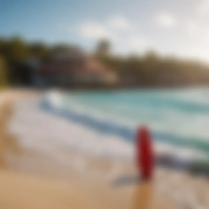 The vibrant atmosphere of the Redweek Aruba Surf Club during a sunny day