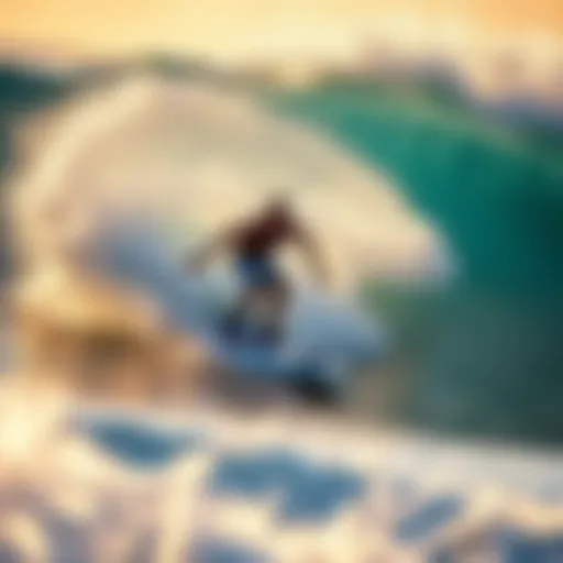 Dynamic Surfing Experience Self surfing board in action on a vibrant wave