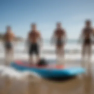 Boogie boarding community gathering on the beach, showcasing camaraderie and cultural significance