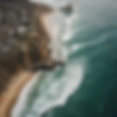 An aerial view of popular surf spots near UC San Diego, highlighting the beautiful coastline and surf breaks.