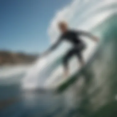 Surfer Riding a Wave A surfer gracefully riding a wave, embodying the spirit of adventure and freedom that surfing offers.