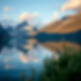 Serenity of Swiss Landscapes A serene lake reflecting the Swiss mountains, symbolizing the essence of Swiss wave culture.
