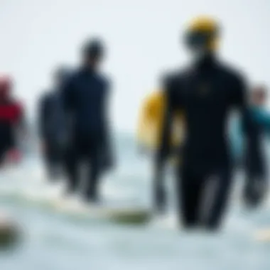 Illustration of various wetsuit designs catering to different water sports