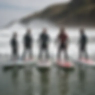 Cultural Impact of Water Jet Surfboards Group of surfers discussing water jet surfboards